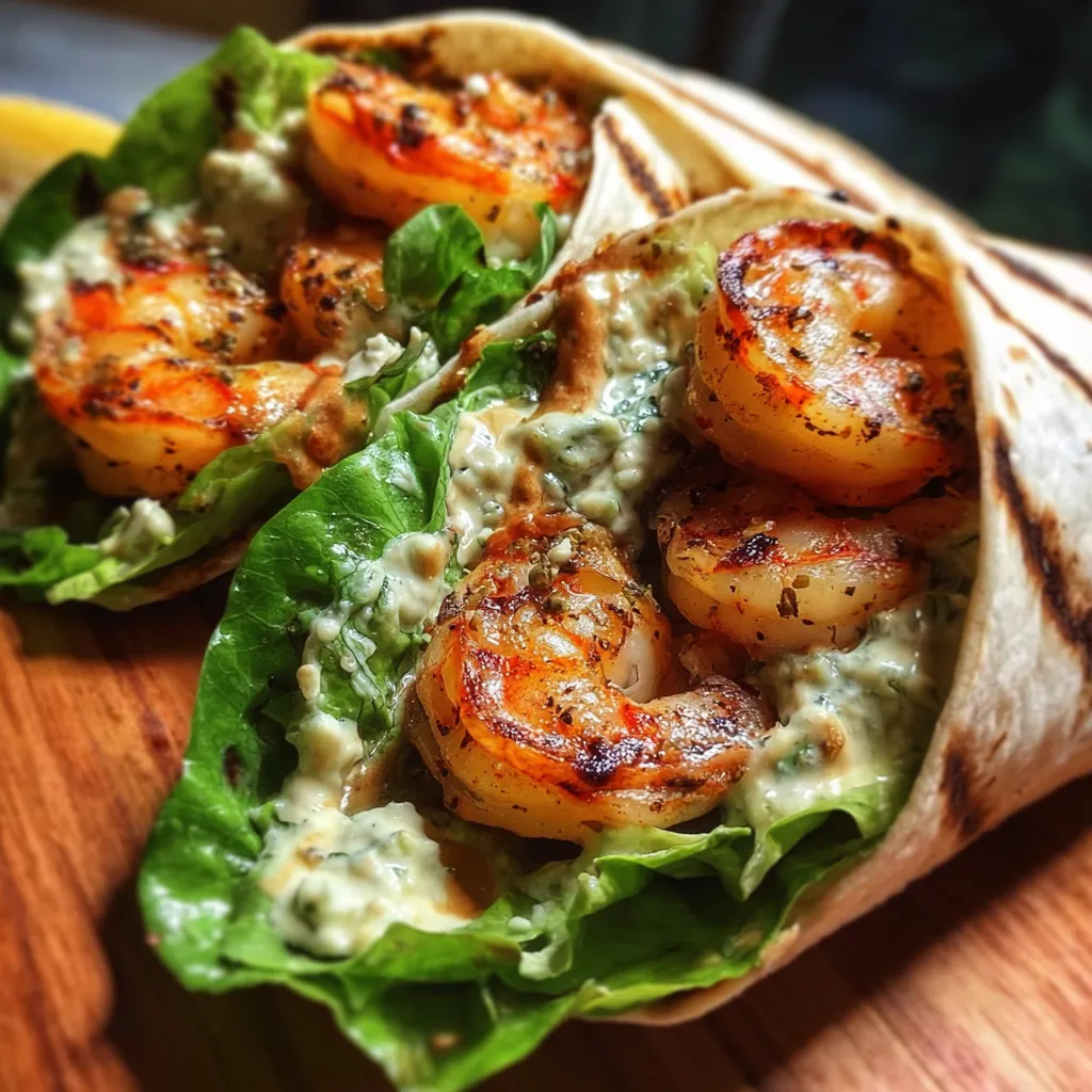 Grilled Shrimp Caesar Wraps with Crispy Romaine and Parmesan - tertiary view